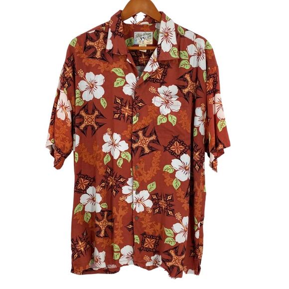 Rust brown Big Dogs Hawaiian shirt men’s size large - Picture 1 of 9